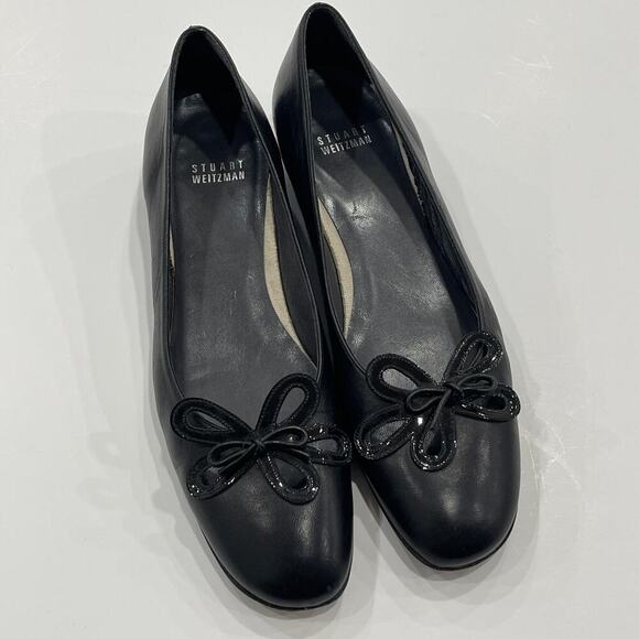 Stuart Weitzman Vintage Black Ballet Flats Cutout Flower Size 9.5 - Picture 1 of 11